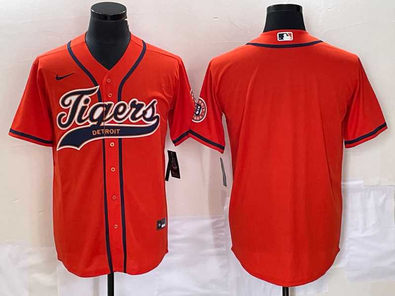 Men%27s Detroit Tigers Blank Orange Cool Base Stitched Baseball Jersey->detroit tigers->MLB Jersey